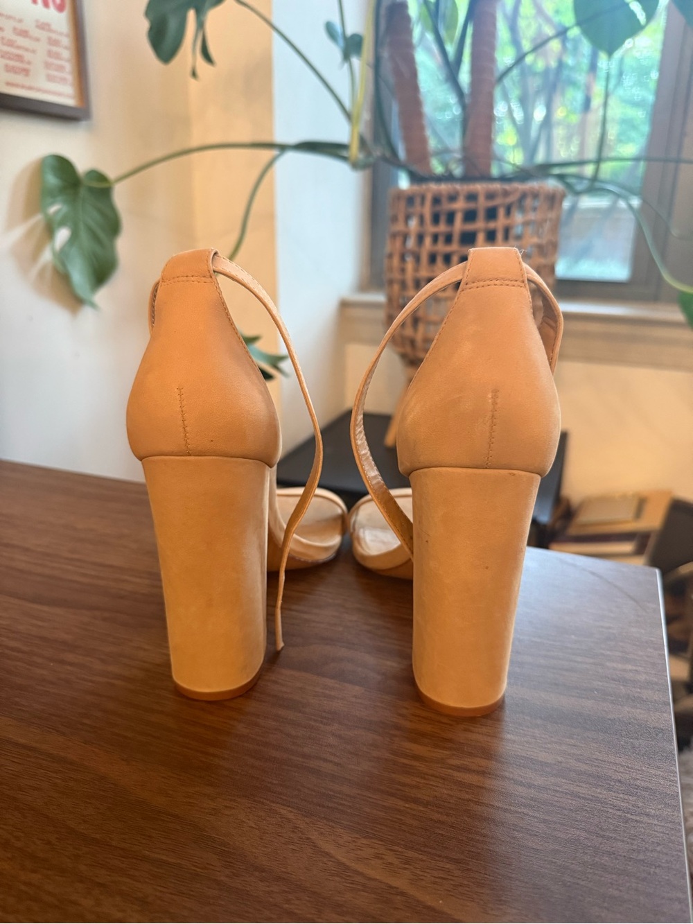 SCHUTZ Enida Block Heel Sandals in Taupe Suede - Picture 3 of 5